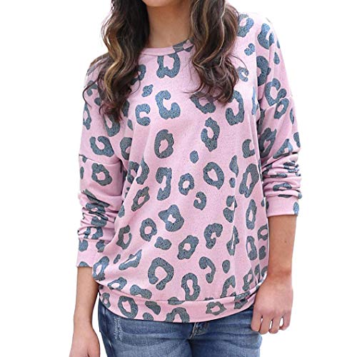 LuckES Pulóver Suelta Estampado, Túnica de Manga Larga para Mujer Camisa Sudadera con Cuello Redondo Mujer Blusa Tops