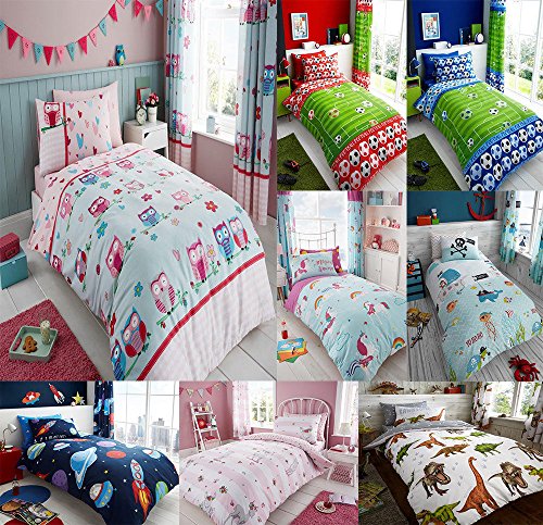 Lujo y moderno niños Rotary Multi Character edredón/edredón y funda de almohada juego de ropa de cama y sábana bajera se vende por separado, diseño de dinosaurio, Duvet cover with pillowcase