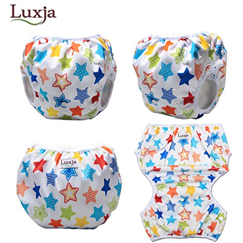 Luxja Pañal de Natación para bebes Bañador Reutilizable de Nadar de Bebé Pañal lavable para Bebé (0-3 años), playa + estrellas coloridas