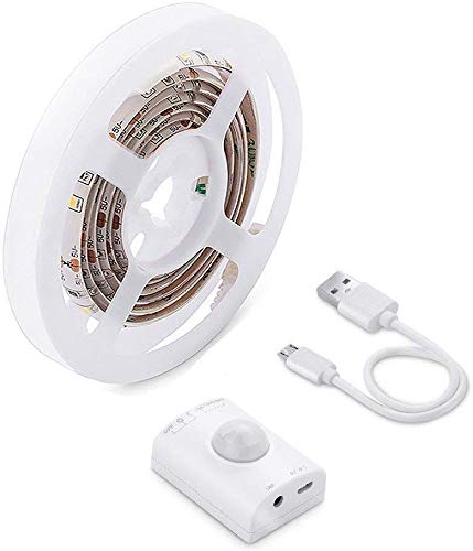 LUXJET® Recargable 30LED 1M tira luz cuerda,Luz Armario Luz LED Nocturna con Sensor de Movimiento para Pasillo Baño Armario Cocina[Clase de eficiencia energética A+]