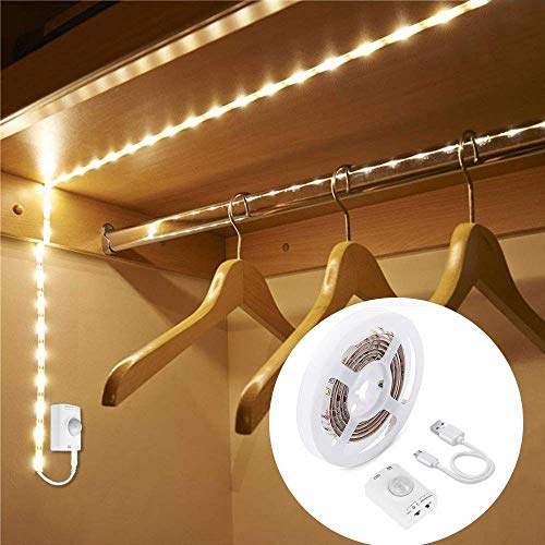 LUXJET® Recargable 30LED 1M tira luz cuerda,Luz Armario Luz LED Nocturna con Sensor de Movimiento para Pasillo Baño Armario Cocina[Clase de eficiencia energética A+]