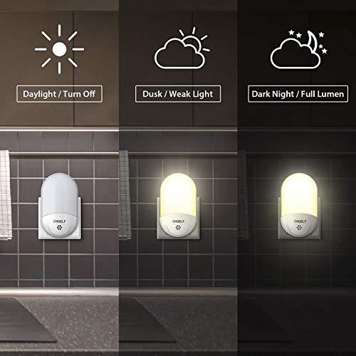 Luz Nocturna Infantil, CHOELF 2 Unidades Lampara Nocturna Enchufe con Sensor de Luz Automático, Luces LED para Niños, Habitación de Bebé, Garaje, Baño, Pasillo, Cocina, Luz Suave