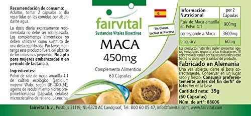 Maca 450mg - Lepidium meyenii - Raíz de Maca amarilla VEGANA - Dosis elevada - 60 Cápsulas - Calidad Alemana