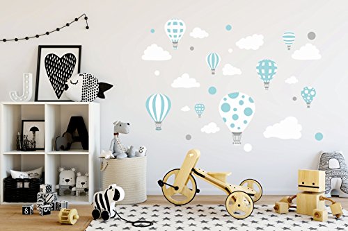 madras24 Etiqueta de la Pared Pegatinas de Pared Pegatinas para niños Globo Globos Nubes Nube Habitación para niños salón jardín de la Infancia Escuela decoración Sala de Estar (B3 XL)