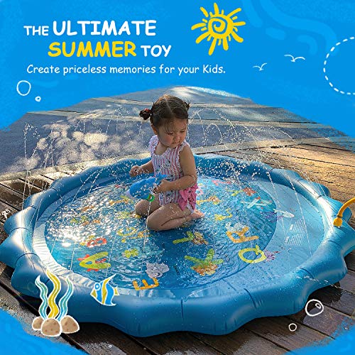 Mafiti Splash Pad,Tapete De Juegos De Agua Almahadilla Aspersor De Agua Inflable 170cm Al Aire Libre Para Niños, Mascotas en Jardín y Fiesta Casera Regalo Para Verano