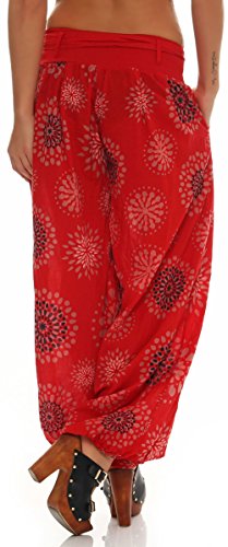 Malito Harem Pantalón con Veraniego Print Boyfriend Aladin Bombacho Sudadera Baggy Yoga 3481 Mujer Talla Única (Rojo)