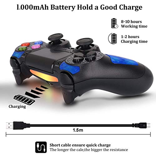 Mando Inalámbrico para PS4 / PC / Android, HONGLI Gamepad Wireless Bluetooth Controlador para Playstation 4 con Vibración Doble Remoto Joystick