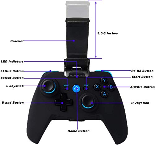 Mando para Android/PC/PS3/TV Inalámbrico, Maegoo Bluetooth Android Móvil Mando de Juegos con Soporte Retráctil, 2.4G Inalámbrico PC/PS3/TV Mando Controlador Gamepad con Doble Vibración