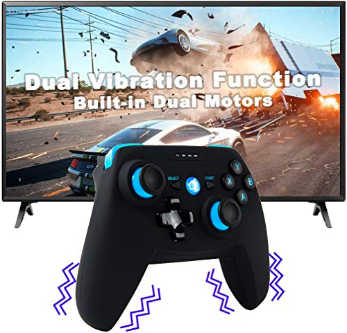 Mando para Android/PC/PS3/TV Inalámbrico, Maegoo Bluetooth Android Móvil Mando de Juegos con Soporte Retráctil, 2.4G Inalámbrico PC/PS3/TV Mando Controlador Gamepad con Doble Vibración