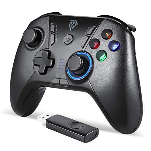 Mandos Inalámbricos, [Es Stock] EasySMX 2.4G Mandos PS3 Batería, Gamepad con 5 Velocidades para Adjustar LED, Vibración Dual, TURBO y 4 Botones Programables para PS3/ Andriod Móvil/PC/Tablet/TV/TV BOX