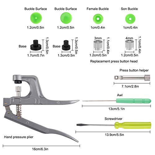MaoXinTek Botones de Presion 24 Colores T5 Botones Snaps Plastico con Alicates de Presión para DIY De Coser 240 Set