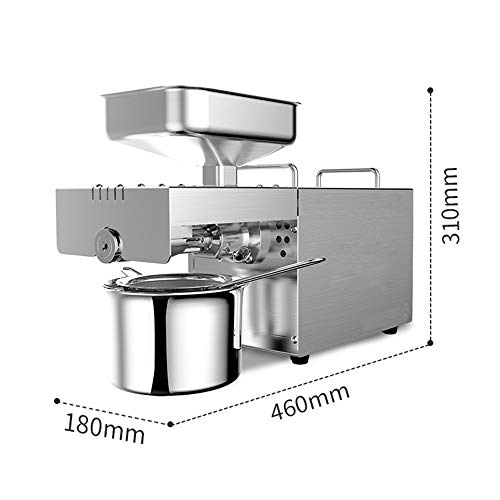 MaquiGra Máquina de Prensa de Aceite Automática Doméstica Extractor de Aceite en Caliente y frío Prensa de Tornillo Completo Acero Inoxidable 304 Rendimiento de extracción de Aceite 45% 720W