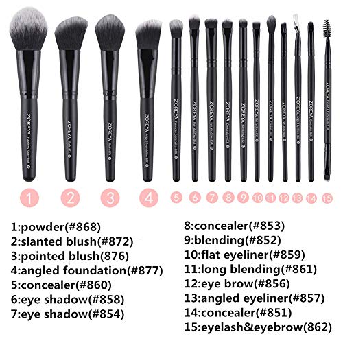 Maquillaje 15PCS Brochas Maquillaje Pinceles Maquillaje superior del sistema de cepillo la fibra sintética de cerdas del cepillo cosméticos Fundación Brocha sombra de ojos Delineador