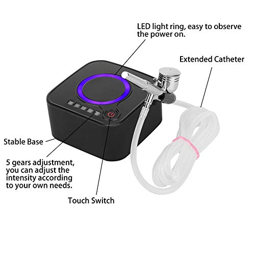 Máquina de inyección de oxígeno, pistola de pulverización hidratante de belleza, juego de aerógrafo con compresor de aire para uso doméstico, vaporizador facial para el rejuvenecimiento (UE)