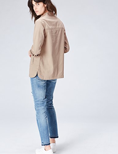 Marca Amazon - find. Chaqueta Estilo Guerrera para Mujer, Verde (Khaki), 42, Label: L