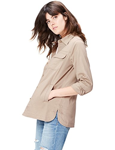 Marca Amazon - find. Chaqueta Estilo Guerrera para Mujer, Verde (Khaki), 42, Label: L