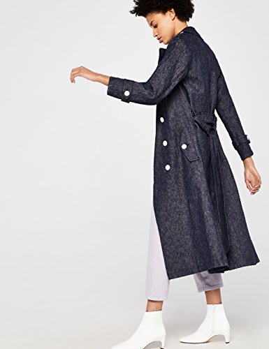 Marca Amazon - find. Gabardina Estilo Trench Mujer, Azul (Navy), 38, Label: S