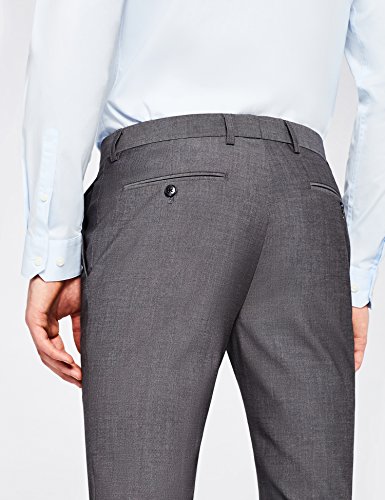 Marca Amazon - find. Pantalón de Traje Ajustado Hombre, Gris (Lt Grey), 36W / 33L, Label: 36W / 33L