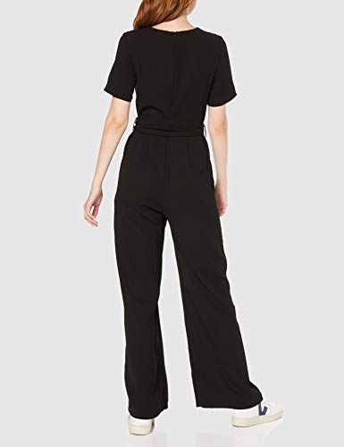 Marca Amazon - find. Short Sleeve Tie Waist Mono Mujer, Negro (Black), 48, Label: 3XL