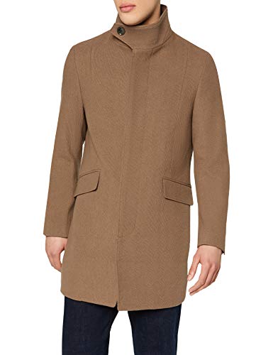 Marca Amazon - find. Wool Mix Funnel Neck Abrigo Hombre, Marrón (Camel), XXL, Label: XXL