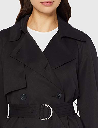 Marca Amazon - MERAKI Gabardina Trench con Cinturón Mujer, Negro (Negro), 44, Label: XL