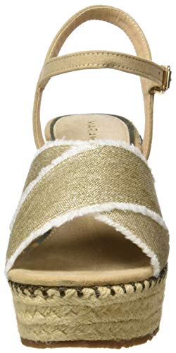 Mariamare 67689, Sandalias con Plataforma para Mujer, Dorado (Canvasmetal Champagne/Afelpado Camel C49355), 38 EU