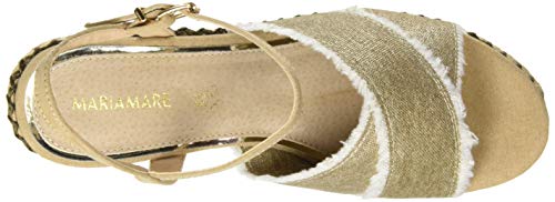 Mariamare 67689, Sandalias con Plataforma para Mujer, Dorado (Canvasmetal Champagne/Afelpado Camel C49355), 38 EU