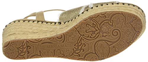 Mariamare 67689, Sandalias con Plataforma para Mujer, Dorado (Canvasmetal Champagne/Afelpado Camel C49355), 38 EU