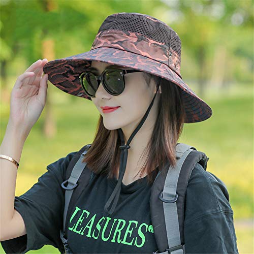 Markcur Unisex Sonnenhut Strandhut Fisherht Anglerhut Outdoor Hiking Bucket Hat rojo