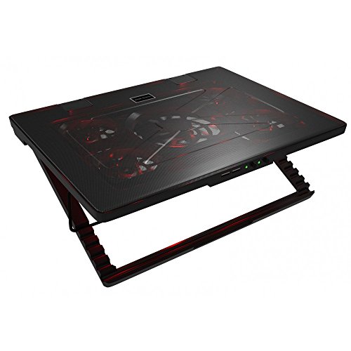 Mars Gaming MNBC2, Base PC, 5 Ventiladores, LED Roja, 2 x USB 2.0, 17.35", Negro