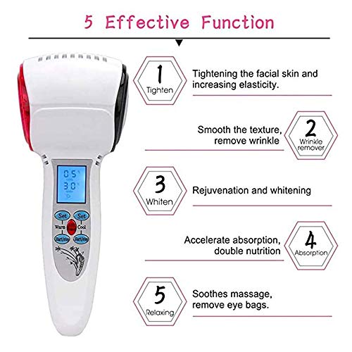 Martillo caliente y frío Hielo Fuego Cabezas dobles Instrumento de masaje de vibración, Máquina de belleza para rejuvenecimiento de la piel Antiarrugas Antienvejecimiento, Elimina las ojeras