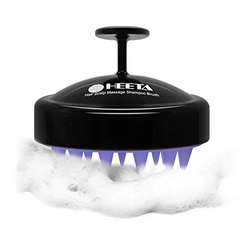 Masajeador de cuero cabelludo de silicona suave heeta, cepillo de champú para cabello húmedo y seco, cepillo de masaje de cuero cabelludo para mujeres y mascotas masculinas (negro)