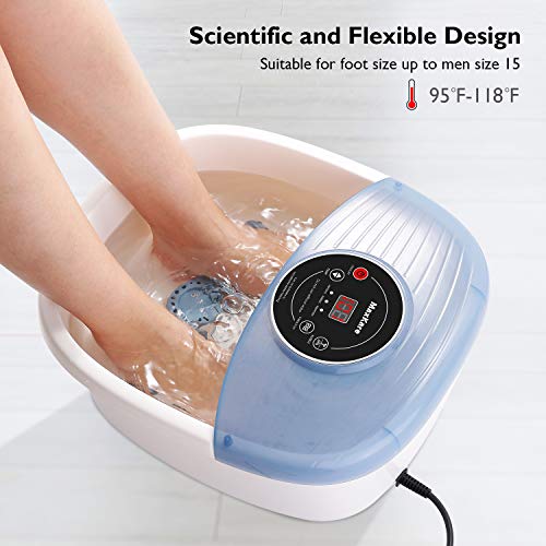 Masajeador de Pies con Agua Hidromasaje Bañera Spa Para Pies con Calor y Vibración, 16 Masajea Rodillo, Pediluvio Burbujas, Pedicura Baño de Pies Relajante