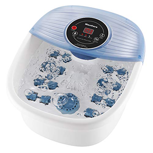 Masajeador de Pies con Agua Hidromasaje Bañera Spa Para Pies con Calor y Vibración, 16 Masajea Rodillo, Pediluvio Burbujas, Pedicura Baño de Pies Relajante