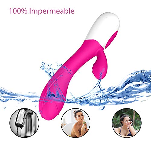 Másájeádor Portatil, Másájeádor Para Mujeres con 30 Modos de Frecuencia Carga por USB Electrica Recargable Másságér, Siliconá Suave, 100% Imperméable, Dual Motor, Calefaccion, Silencioso