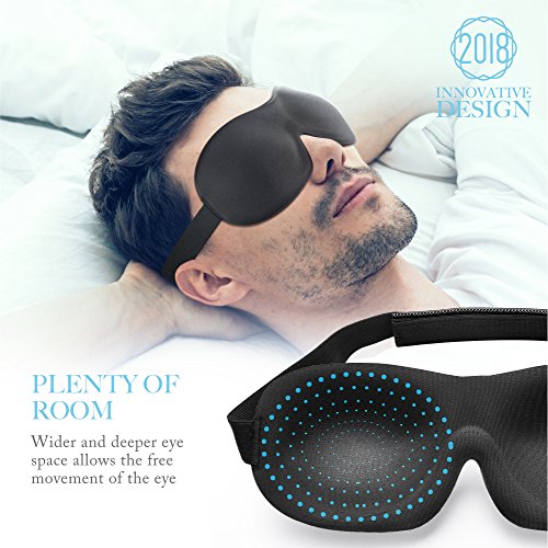 Máscara de sueño para mujer y hombre UNIMI Máscara ocular 3D contorneada mejorada Cubierta ocular para dormir - Máscara cómoda para dormir Sin presión en tus ojos - Crea oscuridad total - Negra