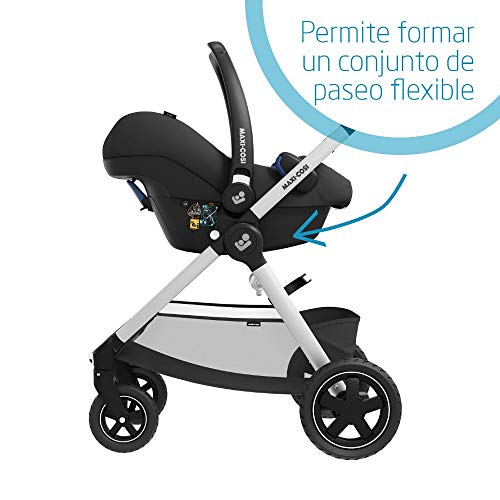 Maxi-Cosi Rock i-Size Silla Auto Grupo 0+, portabebé aprobado para viajar en avion, silla coche bebé recién nacido hasta 12 meses, color essential black