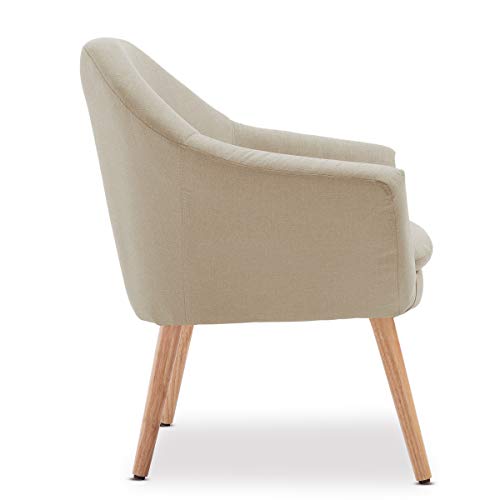 Mc Haus NAVIAN - Sillón Nórdico Escandinavo de color Beige, butaca comedor salón dormitorio, sillón acolchado con Reposabrazos y patas de madera 47x74x76cm