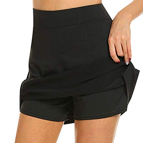 Mcaishen Falda Lápiz para Mujer Verano Nueva Cintura Alta Adelgazante Versión Coreana De La Falda Corta A Word con Pantalones De Seguridad para Evitar La Luz.(L,Black)