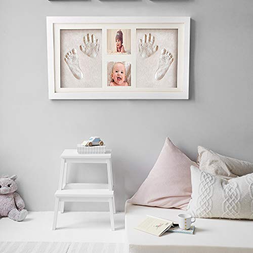 McNory bebé Handprint y Marco de huella Inkpad de fotos Regalos BabyParty seguros y elegantes Elegante blanco de madera sólida,marco huellas bebe,huellas bebe tinta Regalos para Bebé Recién Nacido