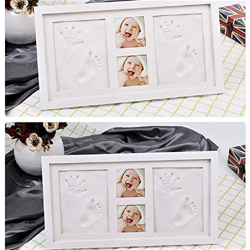 McNory bebé Handprint y Marco de huella Inkpad de fotos Regalos BabyParty seguros y elegantes Elegante blanco de madera sólida,marco huellas bebe,huellas bebe tinta Regalos para Bebé Recién Nacido