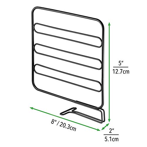 mDesign Juego de 4 separadores metálicos para organizar armarios y estanterías – Prácticos divisores de estantes y repisas – Organizadores de armarios para colocar sin tornillos – negro