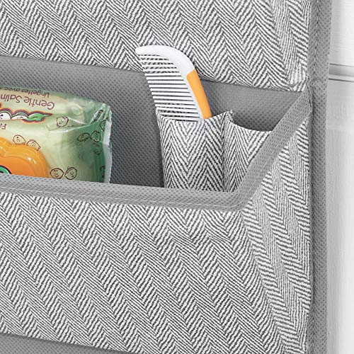 mDesign Organizador colgante con 4 bolsillos grandes – Sistema de almacenamiento para habitación infantil – Estantes colgantes para zapatos, accesorios y ropa – gris