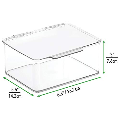 mDesign Organizador de juguetes con tapa - Cajas de almacenaje para guardar juguetes bajo la cama o en las estanterías de la habitación infantil – 17,8 cm x 14,6 cm x 7,7 cm – transparente