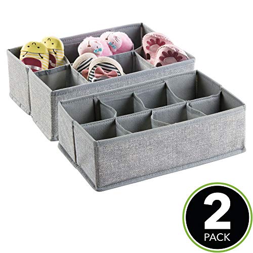 mDesign Organizador de tela - Juego de dos cajones organizadores de tela - Perfectos cajones de tela para ordenar su armario o cómoda - Con 8 compartimentos - Color: gris