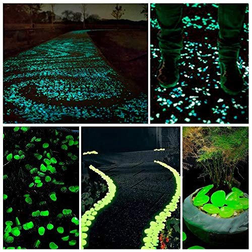 Mdurian 200 Piezas Blanco Piedras Luminosas Brillante Roca Stone Fluorescente Piedras Guijarros Brillan en la Oscuridad para hogar jardín Pasarela Acuario Decorativas