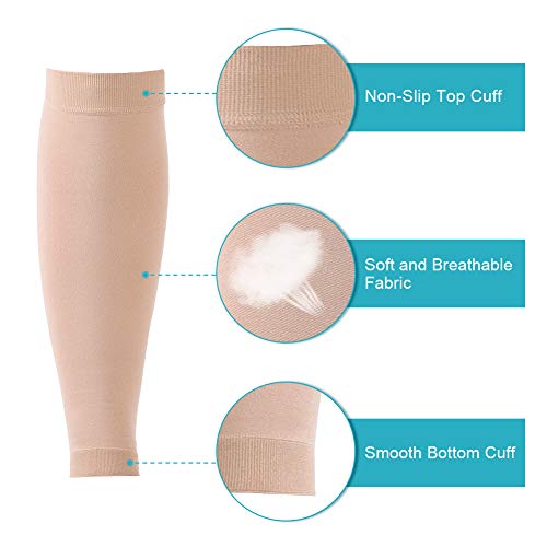 Medias de Compresión para Mujeres Hombres, 20-30 mmHg Calcetines de Compresión Cortas, Punta Abierta, Medias Compresión Fuerte para Venas Varicosas, Edema, Embarazo, Mejora la Circulación (Beige, XXL)