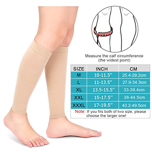 Medias de Compresión para Mujeres Hombres, 20-30 mmHg Calcetines de Compresión Cortas, Punta Abierta, Medias Compresión Fuerte para Venas Varicosas, Edema, Embarazo, Mejora la Circulación (Beige, XXL)