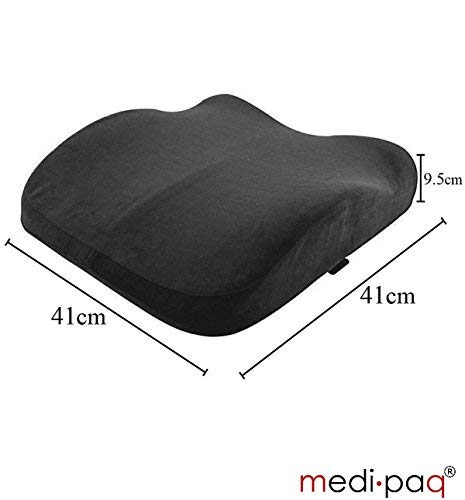 Medipaq Cojín de Espuma de Memoria Moldeado 2 en 1 – Cojín Lumbar y Cojín de Asiento – Reduce el dolor de espalda – Corrector de Postura para Silla de Escritorio - Silla de Ruedas – Asiento de Coche