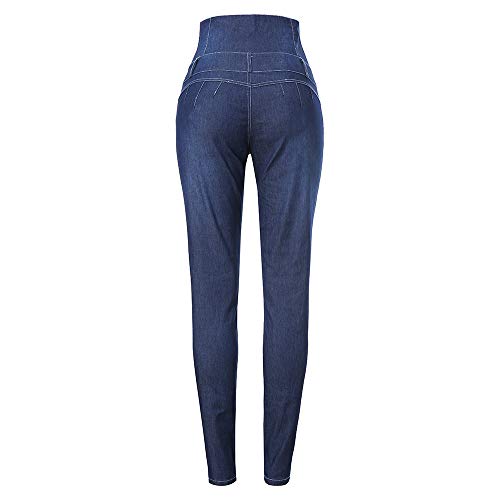 MEIbax Leggings Vaqueros Pantalones para Mujeres de Cintura Alta Ajustados Tallas Grandes Push up de Mezclilla Delgado Bolsillos Leggins Jeans Skinny Mallas elásticas Leotardos